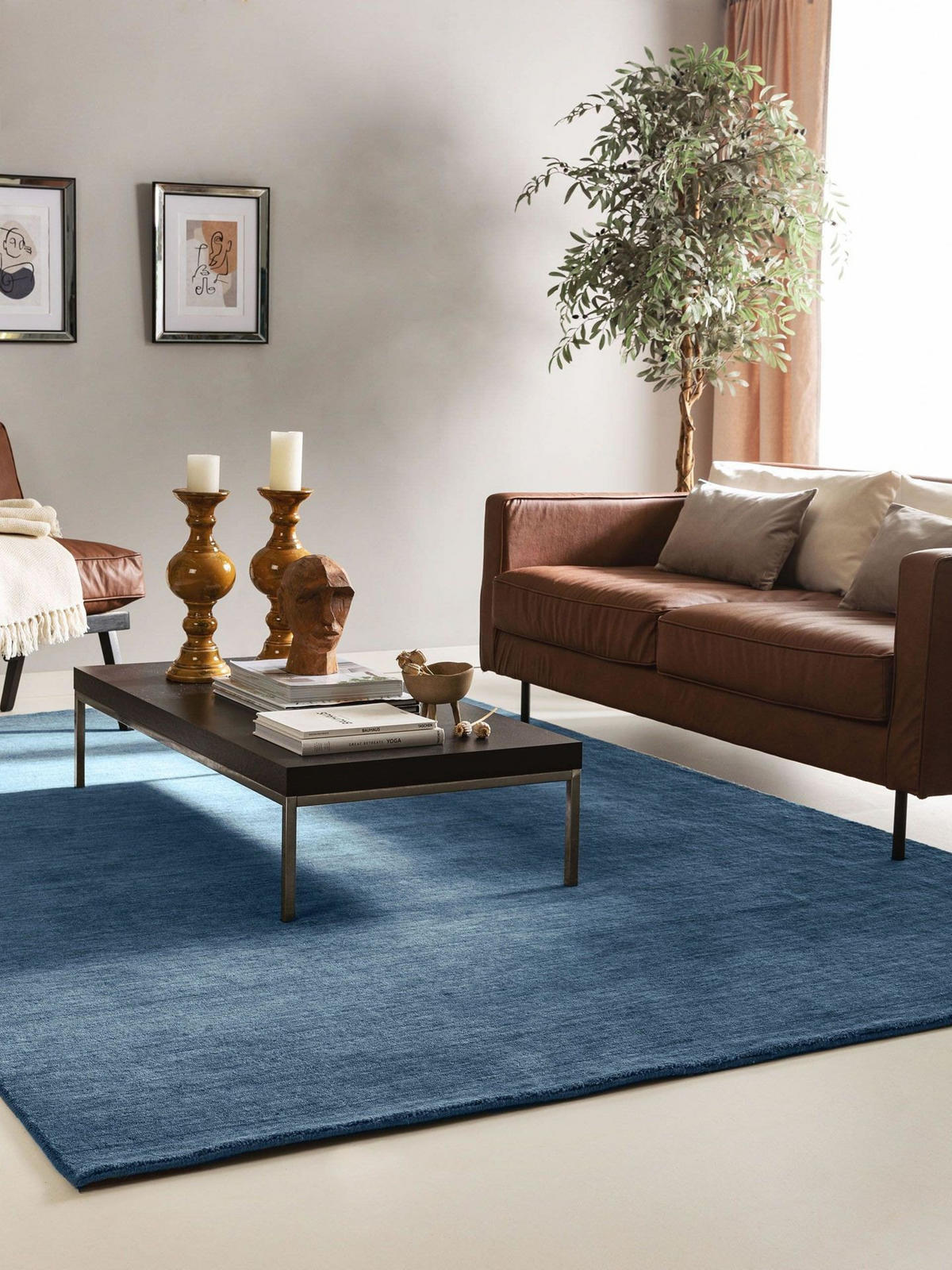 TEPPICH Wollteppich Jamal Blau - Blau, Textil (200/1cm) - KUNSTLOFT