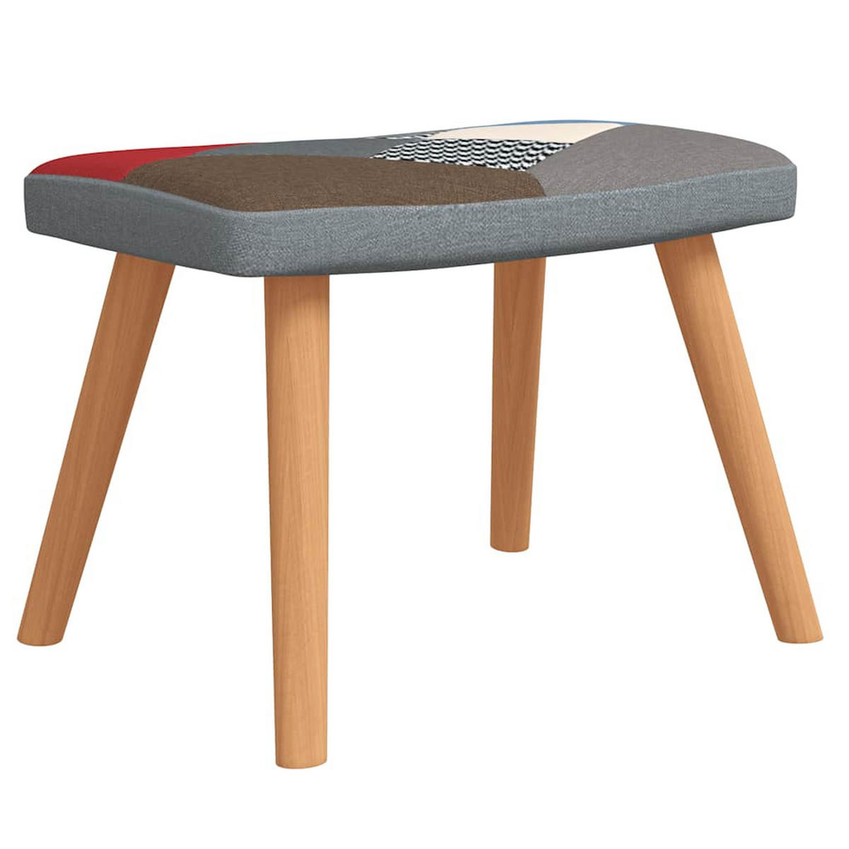 RELAXSESSEL Mit Hocker Patchwork Stoff - Multicolor/Braun, Holz/Textil (69/95.5/61.5cm) - vidaXL