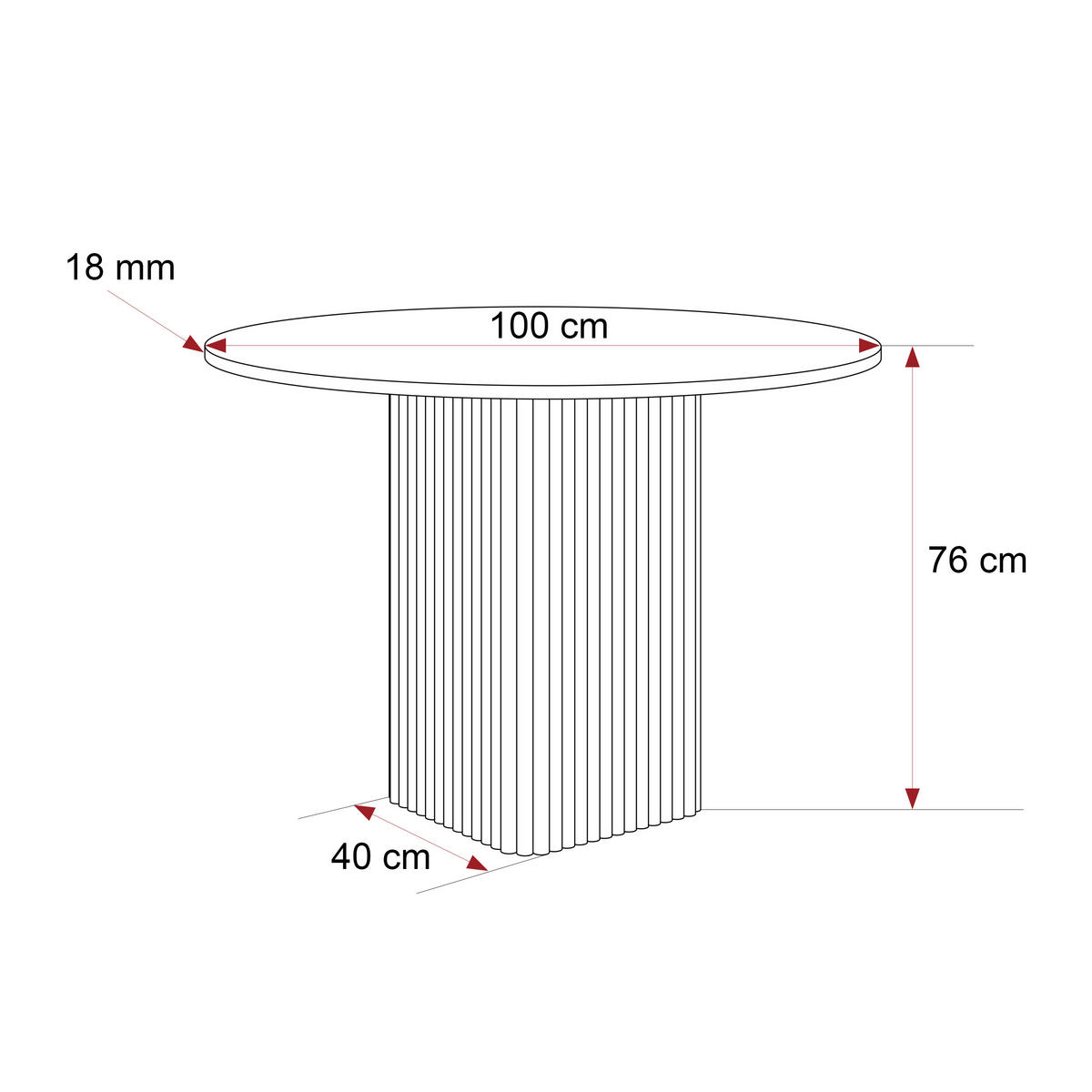ESSTISCH FLORA 100/76 cm, Metallgestell, Weiß / Schwarz - Schwarz/Weiß, Holzwerkstoff/Metall (100/100/76cm) - Idohome