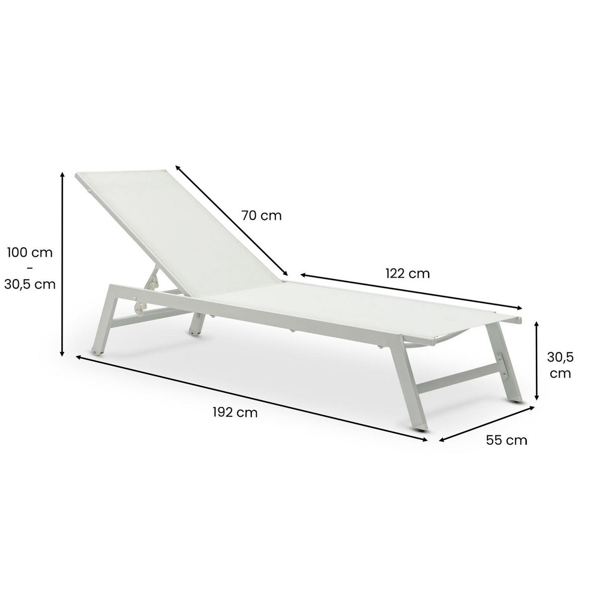 GARTENLIEGE ESPIRITU cremeweiß - Creme, Textil/Metall (192/31/55cm) - IDIMEX