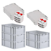 EUROBOX 5x Nextgen Economy Mit Scharnierdeckel Grau/Rot Griffe Geschlossen 44 Liter - Rot, Kunststoff (40/22/60cm) - PROREGAL