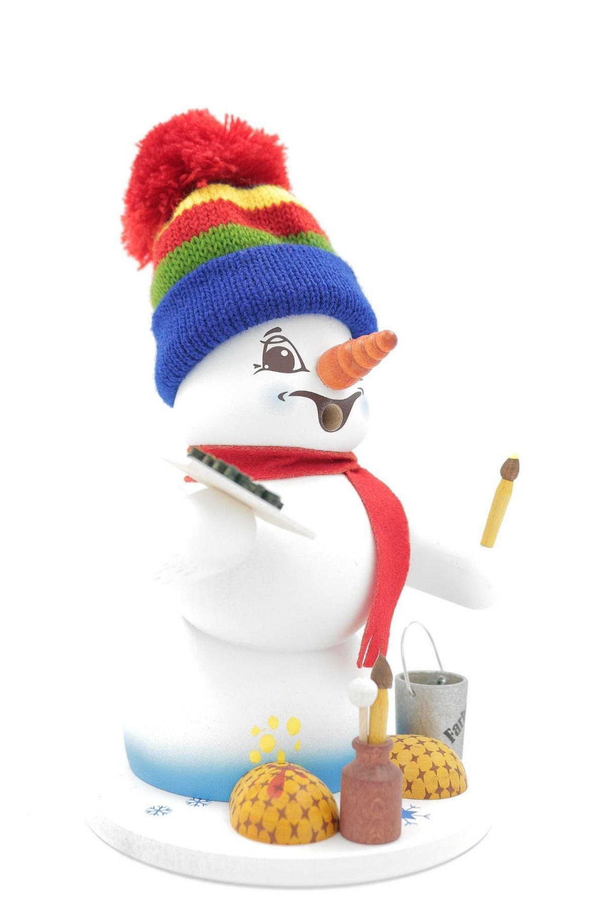 RAUCHFIGUR Schneemann Weiß Maler 19 cm - Multicolor, Holz (15/19/0.1cm)