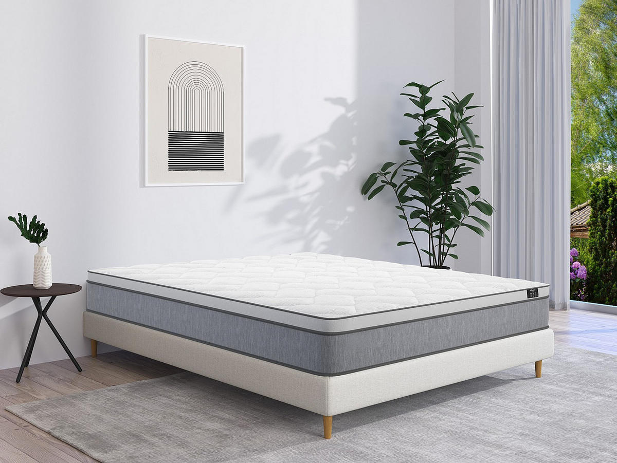 STANDARDMATRATZE - 2 Personen - stoff - weiß Serenite - Weiß, Textil (140/200cm) - Vente-Unique