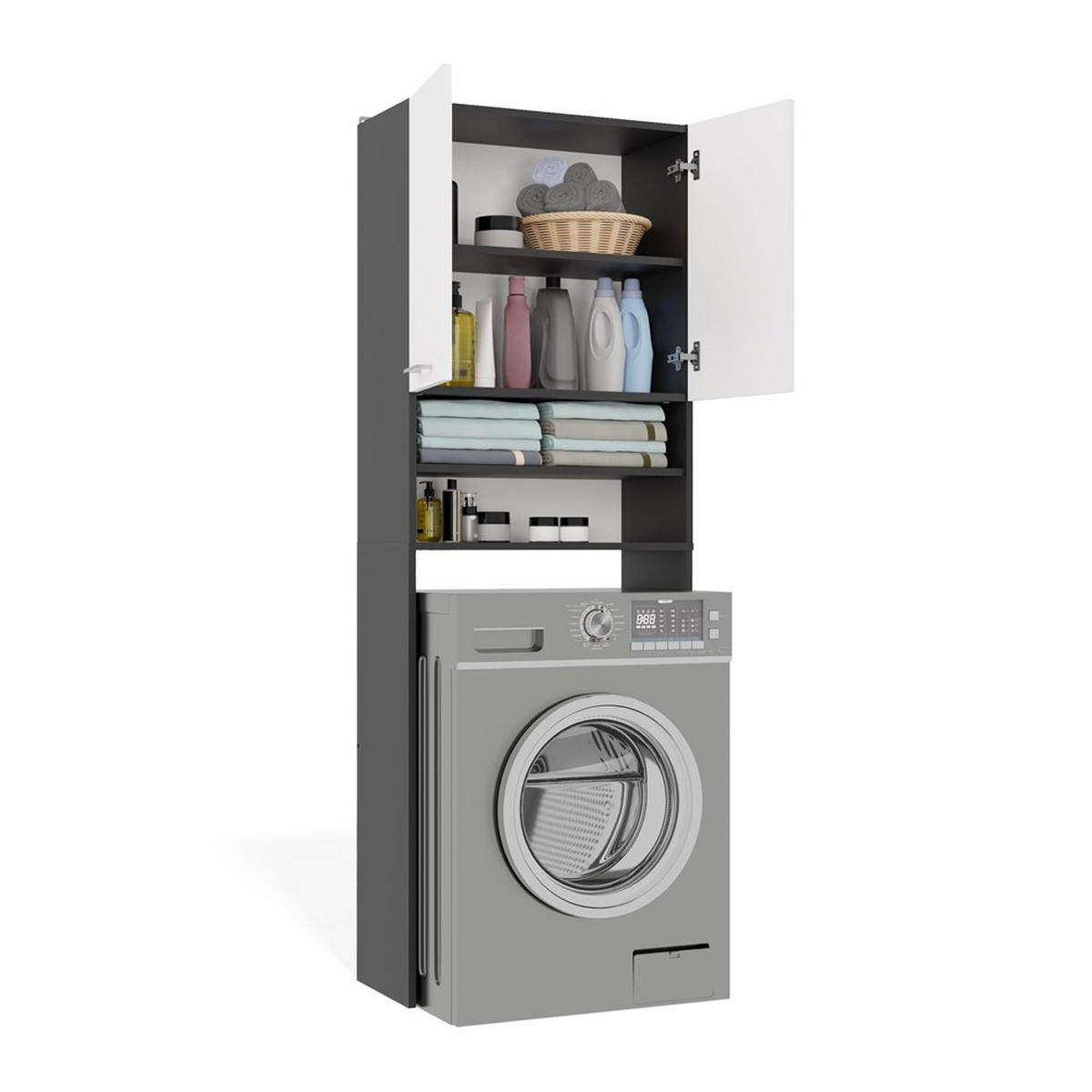 WASCHMASCHINENUMBAUSCHRANK C1 Anthrazit, Weiß 64/180/30 - Anthrazit/Weiß, Holzwerkstoff (64/180/30cm) - RAUMHIRSCH FURNITURE