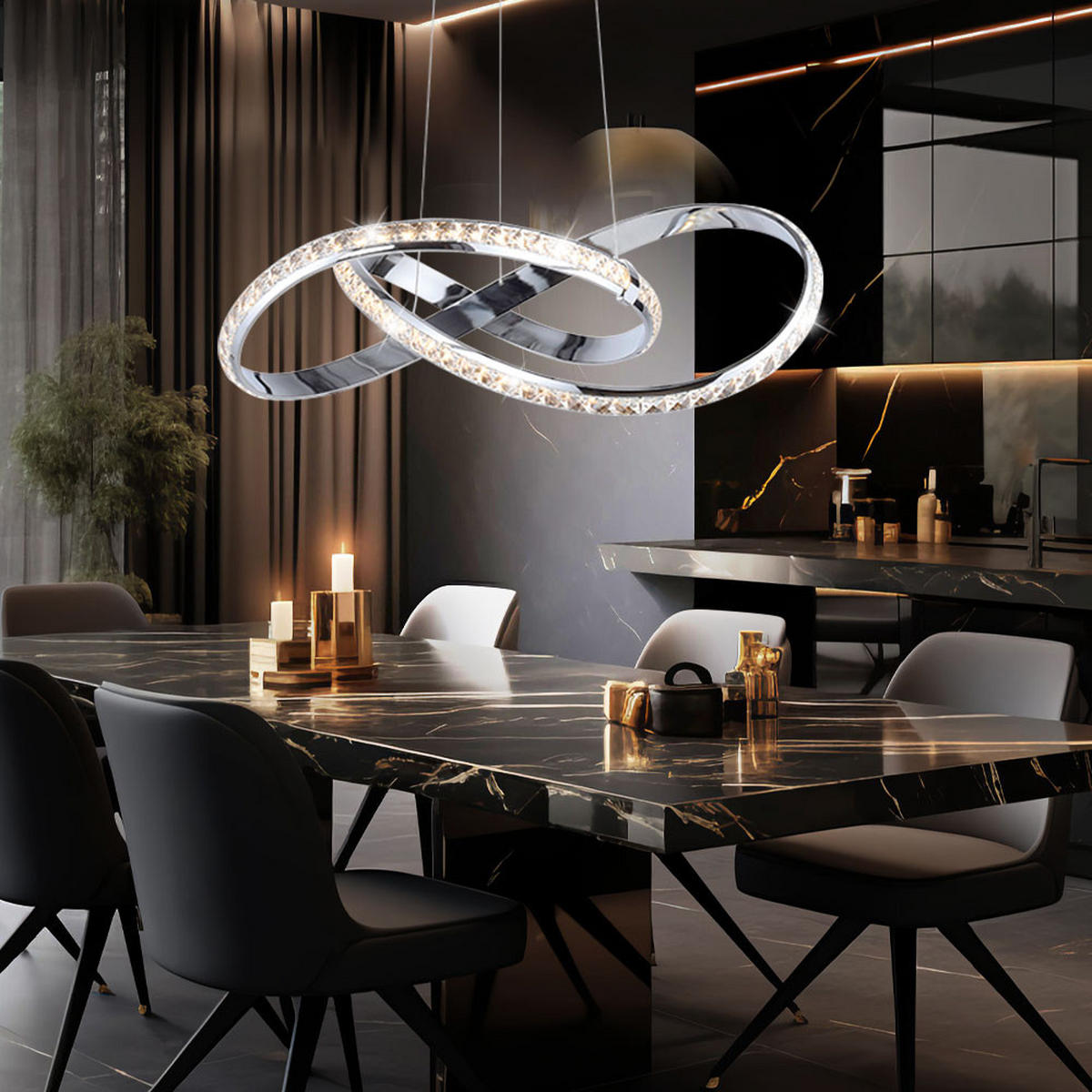 LED HÄNGELEUCHTE Metall Chrom Silber - Silberfarben, Metall (57/57/120cm)