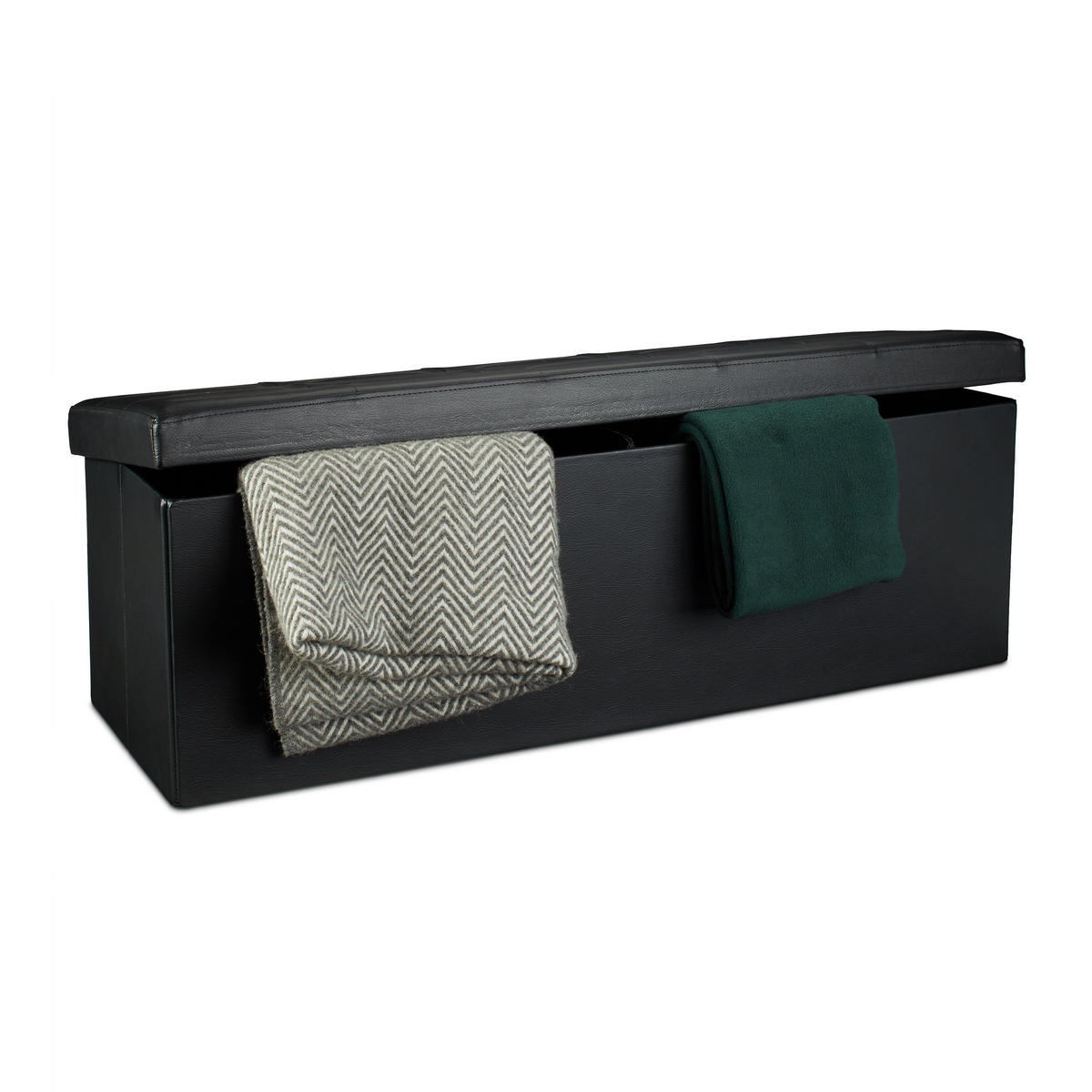 FALTBARE Sitzbank - Schwarz, Holzwerkstoff/Kunststoff (38/38/114cm) - Relaxdays