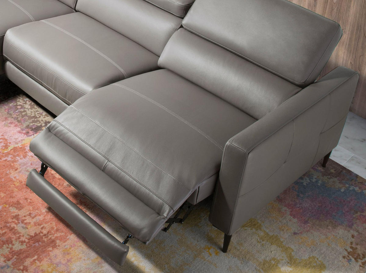 ECKSOFA Relaxsofa mit Chaiselongue links aus dunkelgrauem Leder 258/173/95 cm - Dunkelgrau/Grau, Leder (258/173cm) - ANGEL CERDA