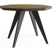 ESSTISCH Diamond Black achteckiger ausziehbarer, Lefkas Eiche 100-200/100/76 cm - Alteiche/Schwarz, Holz/Holzwerkstoff (100/200/77cm) - WFL GROUP