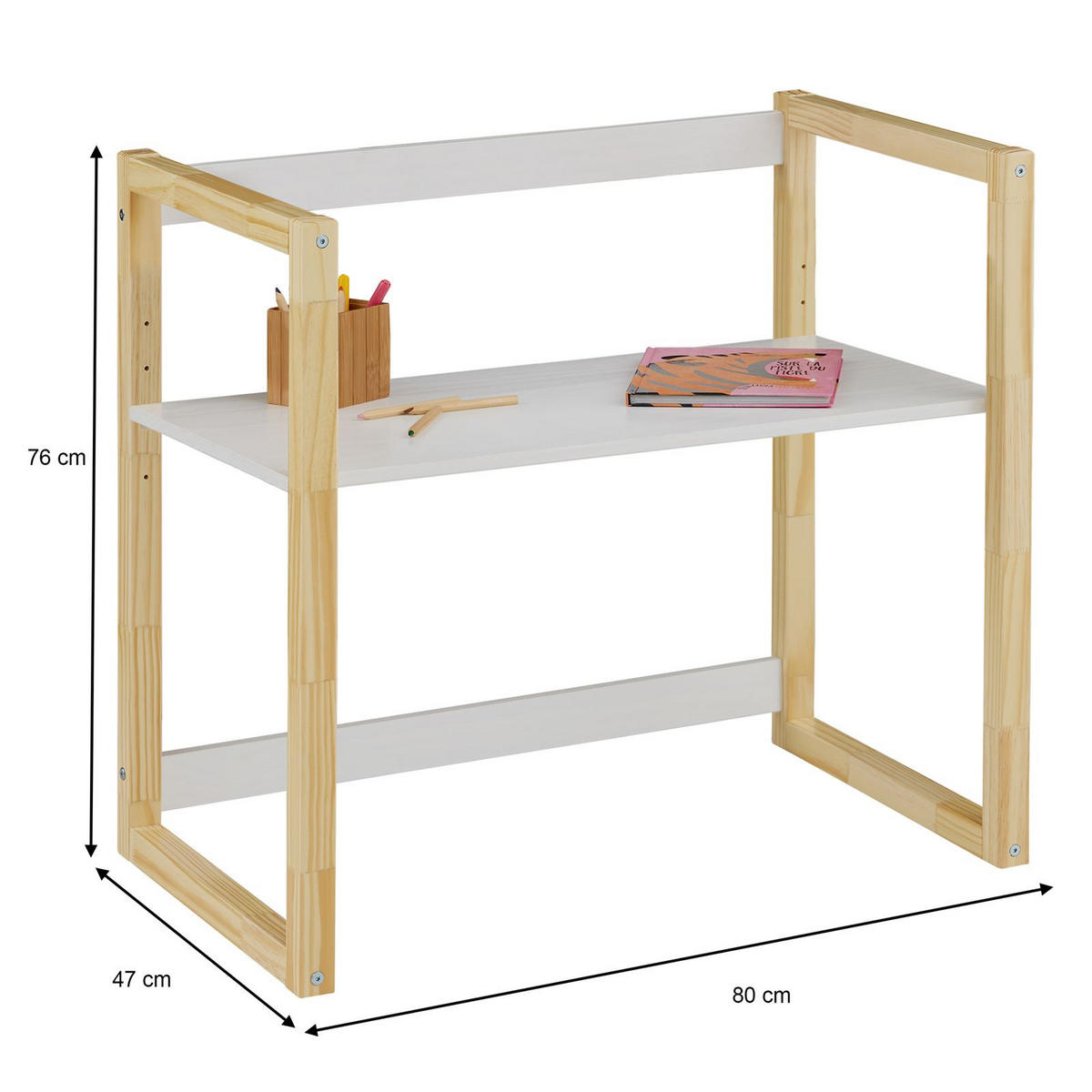 KINDERSCHREIBTISCH SUZA - Naturfarben/Weiß, Holz (80/76/48cm) - IDIMEX