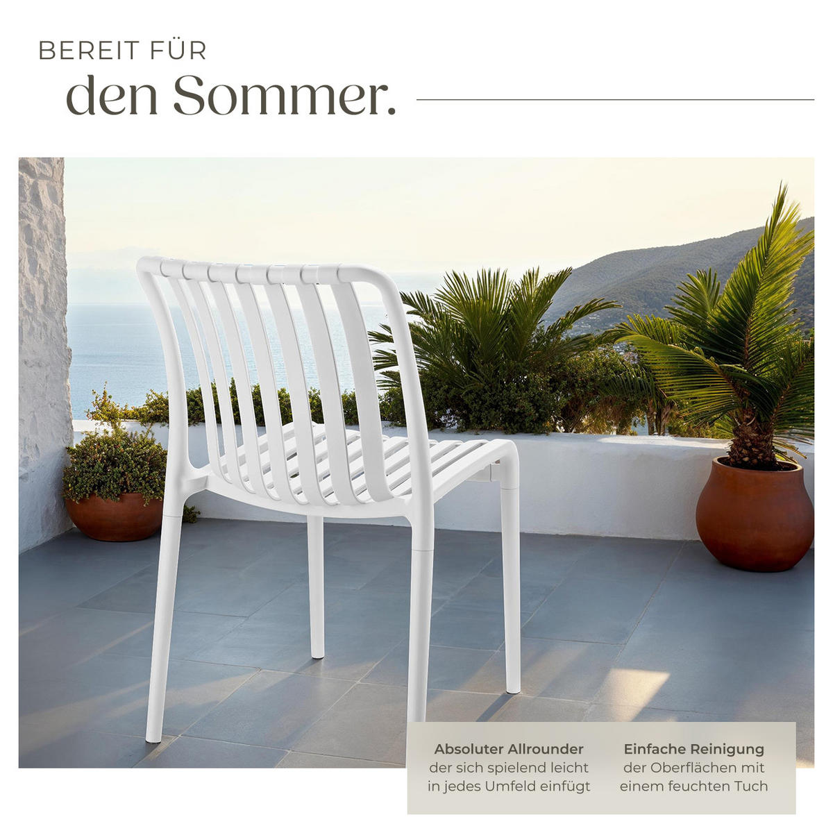 GARTENSTÜHLE Alcudia,47 x 58 x 80,5 cm, Belastbarkeit 110 kg,weiß - Creme, Textil (47/80.5/58cm) - tectake