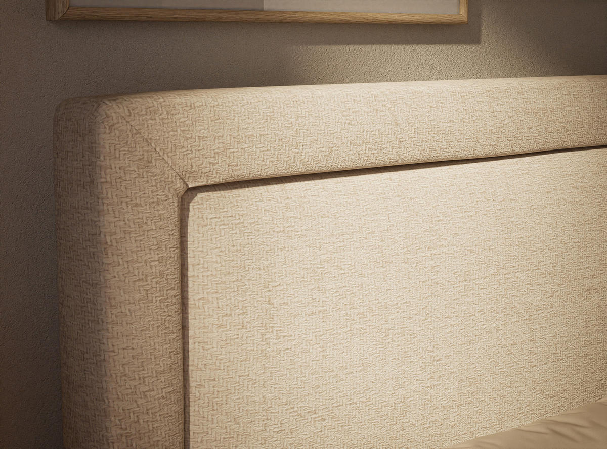 BOXSPRINGBETT Fresco 160/200 cm, in Beige, Bettkasten, Matratze, Topper - Beige/Schwarz, Holz/Holzwerkstoff (160/200cm) - Maison de Reve