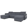 WOHNLANDSCHAFT U-Form Beni mit Schlaffunktion, Stoff Soro 97 Graphit - Dunkelgrau, Holzwerkstoff (286/60/166cm) - Idohome