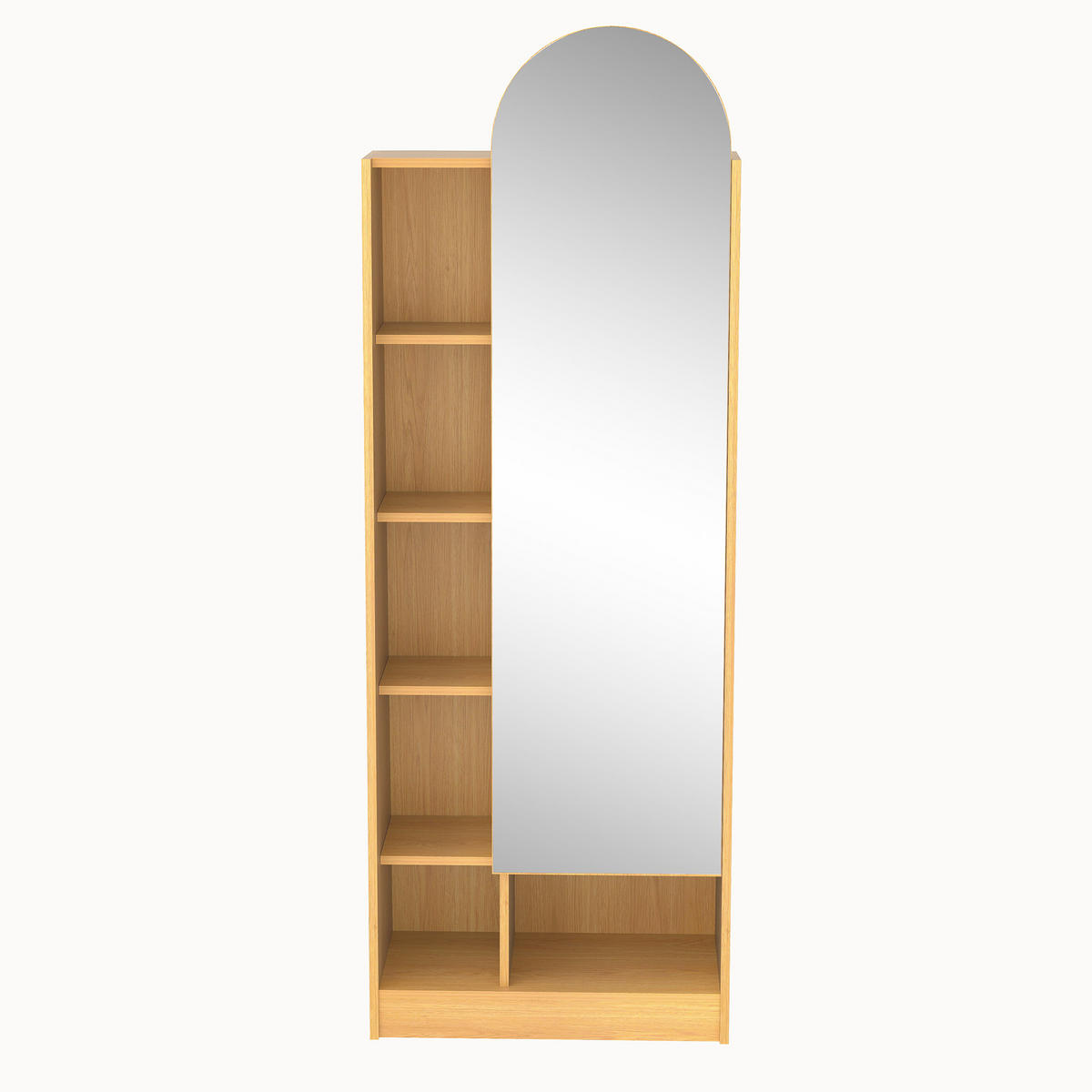 HIGHBOARD 60/165/28 cm Natur aus MDF mit Spiegeltür - Naturfarben, Holzwerkstoff (28/165/60cm) - OKMYHOME