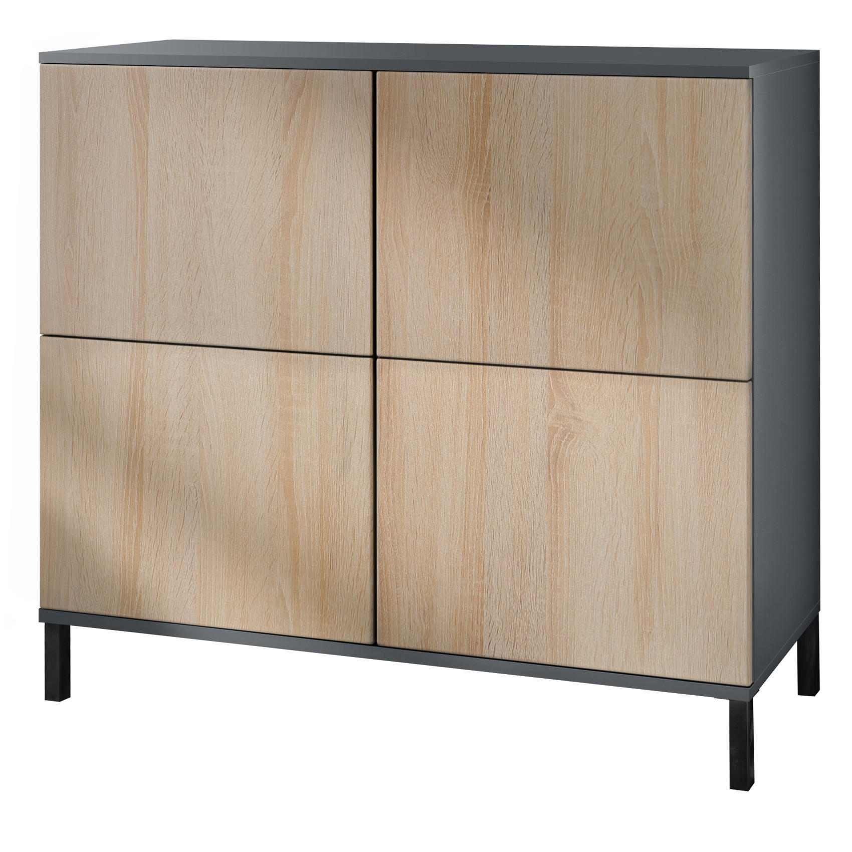 KOMMODE Rova Eiche sägerau - Eiche San Remo, Holzwerkstoff (92.5/83.5/35cm) - Vladon
