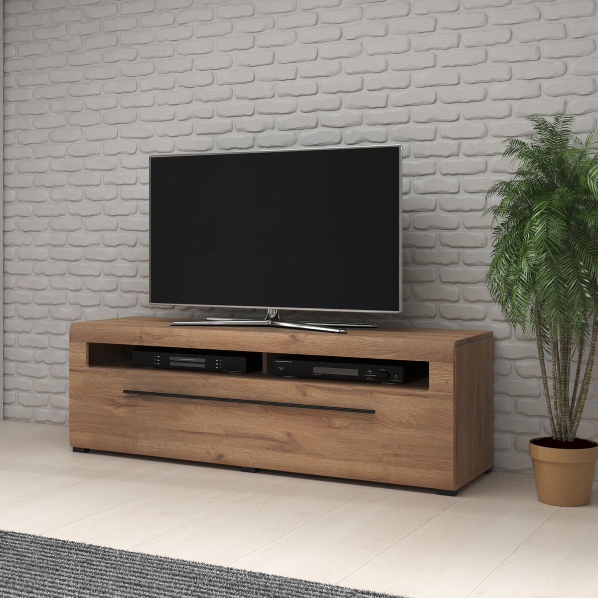 LOWBOARD TULLIA 160x50x52 cm mit 2 Schubladen Eichefarben - Eichefarben, Holzwerkstoff (160/52/50cm) - MASSENO