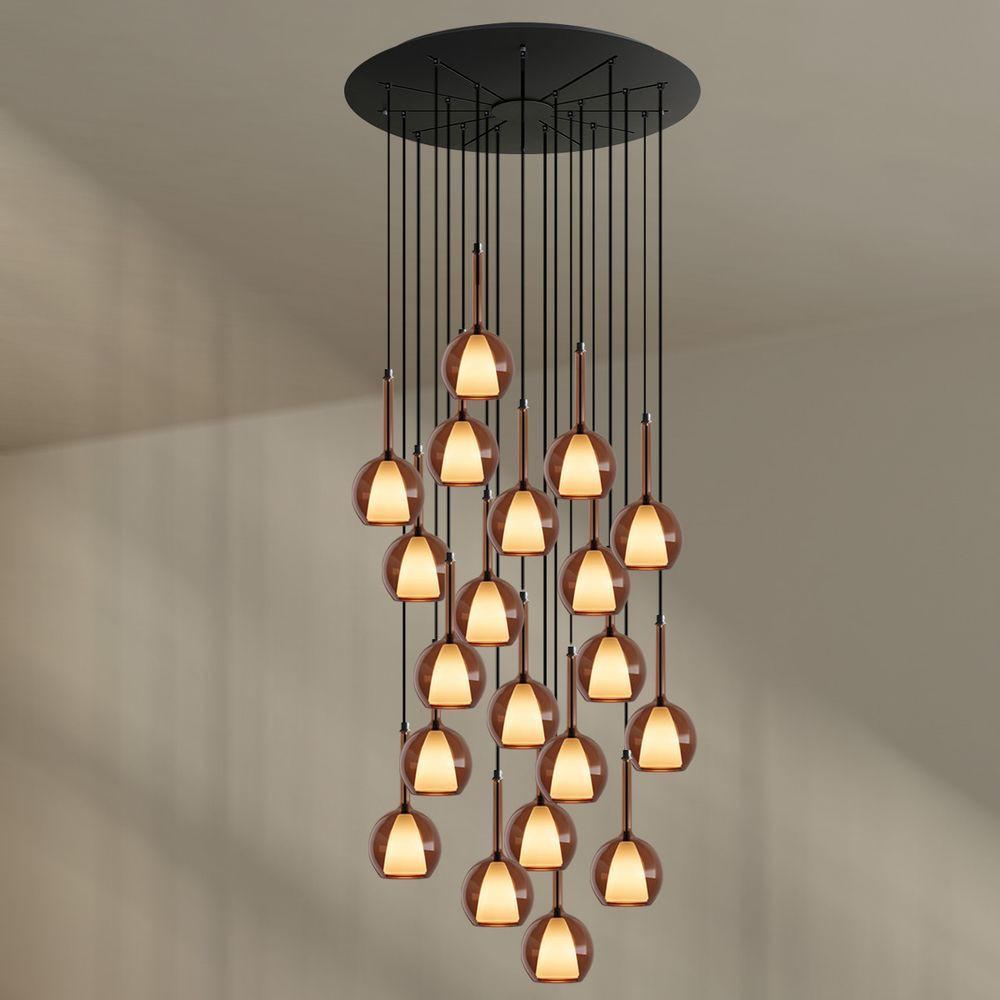 GALERIELEUCHTE Belluna 20-flammig Braun Ø 14cm - Braun, Glas (14/14/35cm) - s.luce