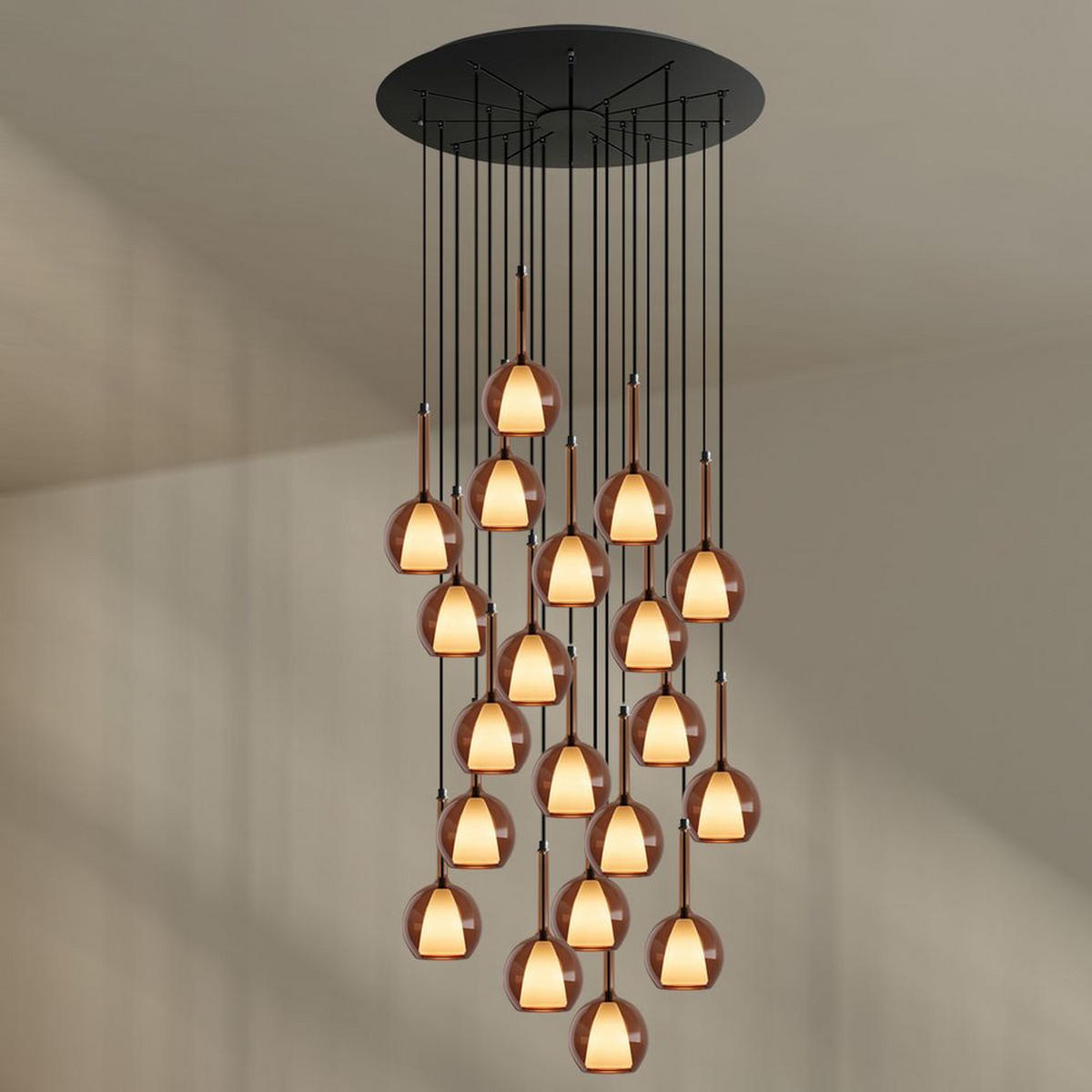 GALERIELEUCHTE Belluna 20-flammig Braun Ø 14cm - Braun, Glas (14/14/35cm) - s.luce