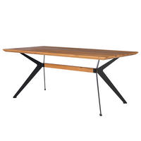 ESSTISCH - Metall / Massivholz - Schwarz - Schwarz/Grün, Holz/Metall (90/180/77cm) - home24
