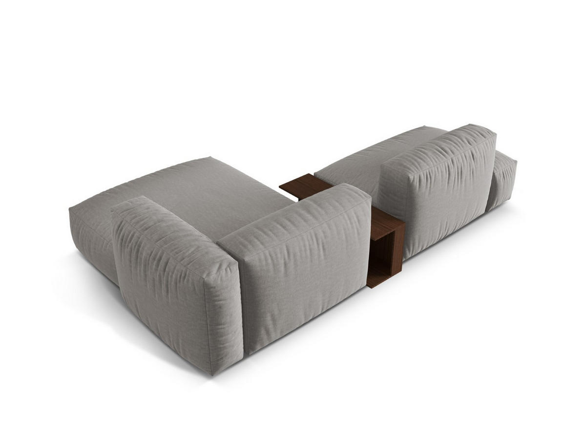 ECKSOFA modular rechts Martina aus strukturiertem Stoff hellgrau 2 Sitzplätze - Hellgrau, Textil (176/285cm) - Micadoni
