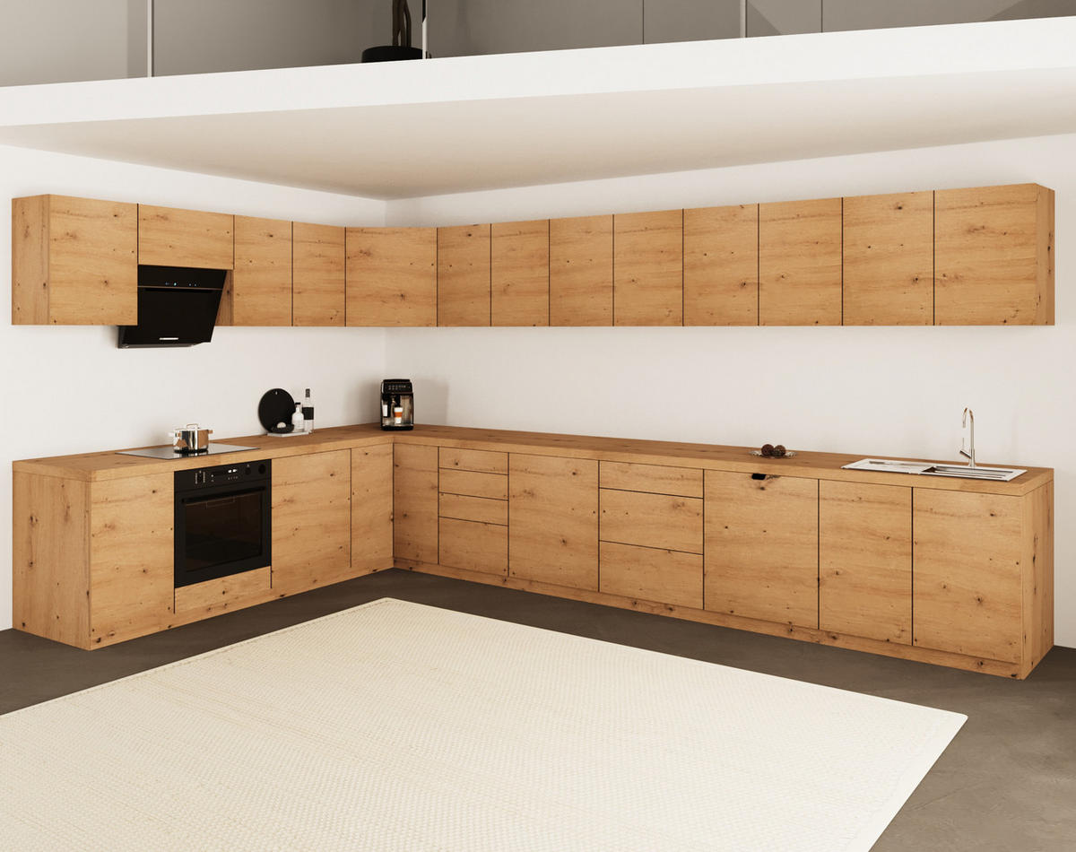 WINKELKÜCHE 380cm x 240cm- Langen KL22-M380 - in Artisan Eiche - Eiche Artisan, Holz (620/212/52cm)