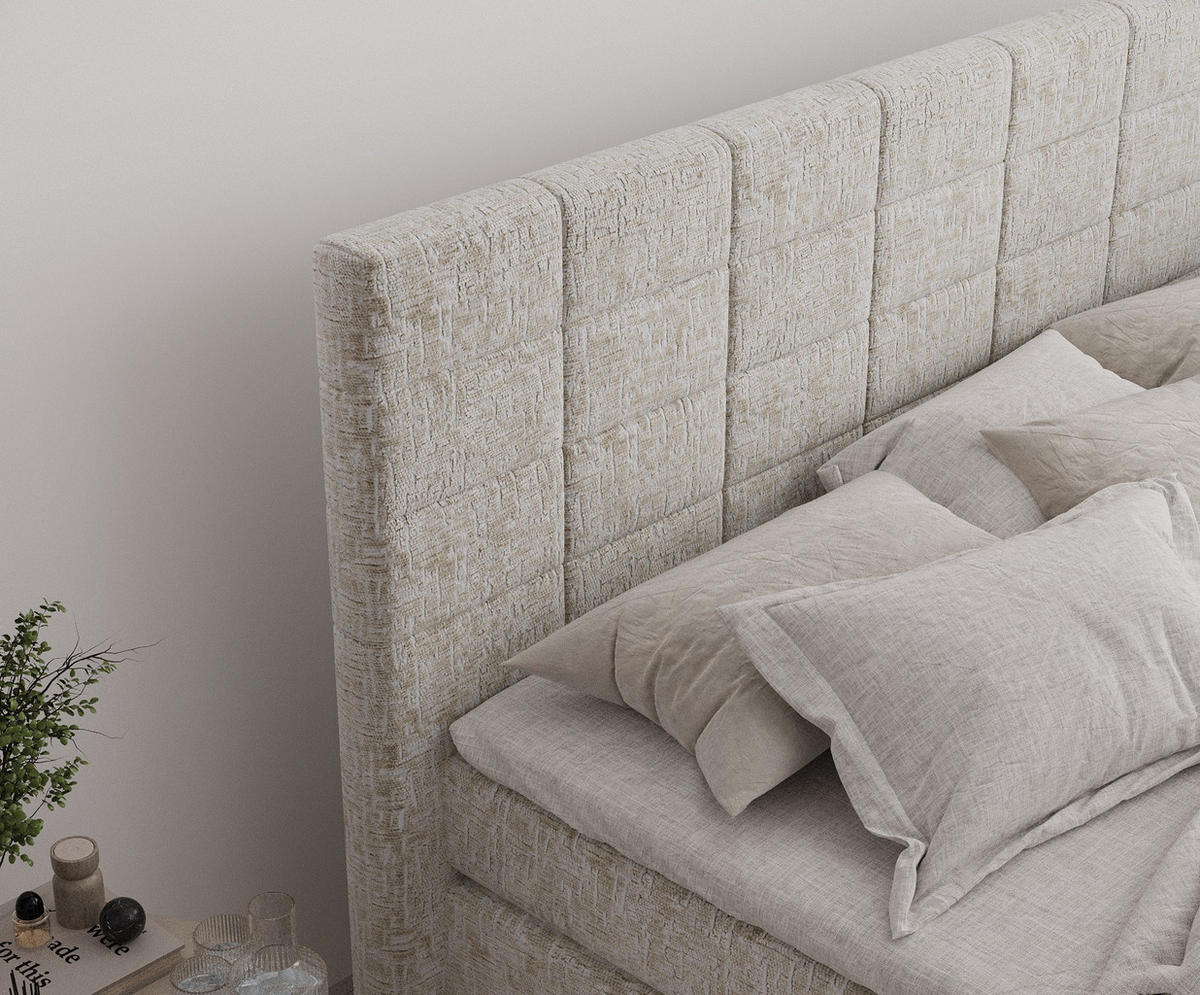 BOXSPRINGBETT Ava Beige 160/200 cm - Beige/Schwarz, Holz/Holzwerkstoff (160/200cm) - Maison de Reve