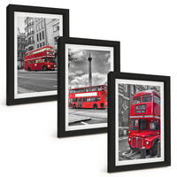 BILDER SET 3er Set - 20x30 cm Schwarzer Rahmen - Rote Busse in London - Schwarz, Kunststoff (20/30cm) - TULUP