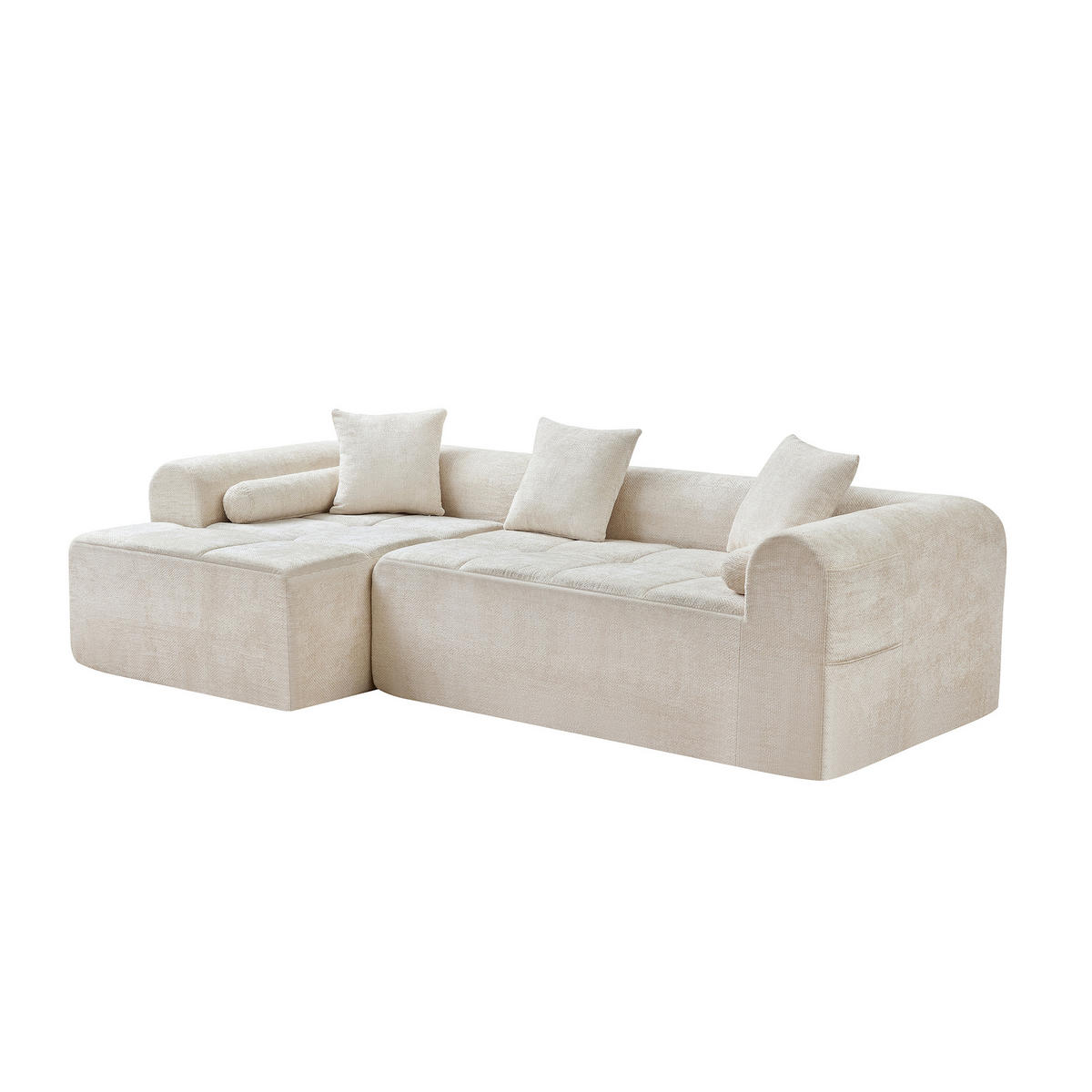 ECKSOFA 263/132.5/68 cm Beige Chenille - Beige, Textil (263/132.5cm) - Oxeza