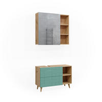 BADMÖBEL-SET Rudi Mintgrün 2 Teile - Eichefarben/Mintgrün, Holzwerkstoff (90/59/32cm) - Vicco