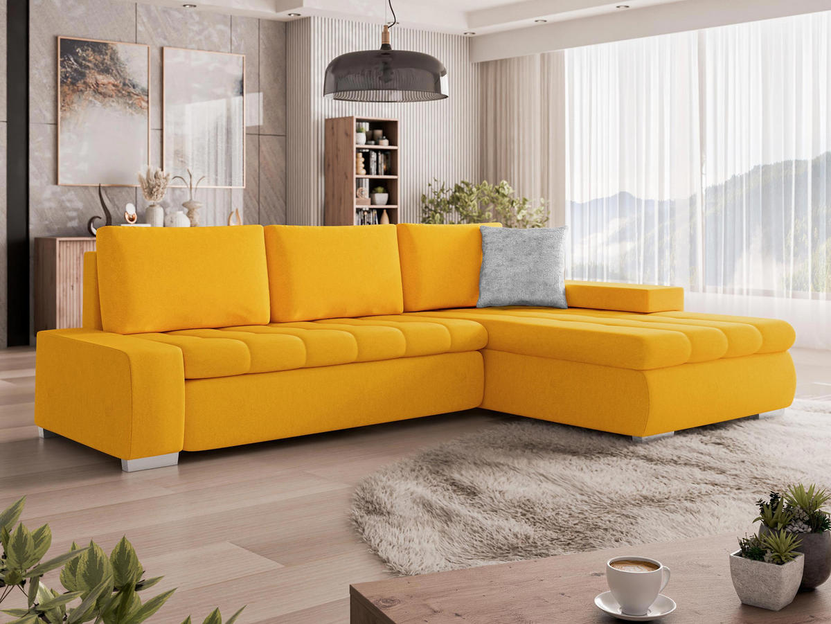 ECKSOFA Orkan Mini Premium - Gelb, Holz/Textil (265/185cm) - MIRJAN24