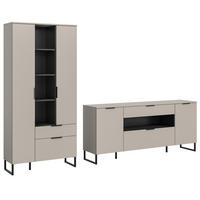 WOHNWAND kaschmir, schwarz 290 cm, Komplettset mit Soft-Close-Funktion - Kaschmir/Schwarz, Holzwerkstoff/Kunststoff (290/192/41cm) - Inn.Furn