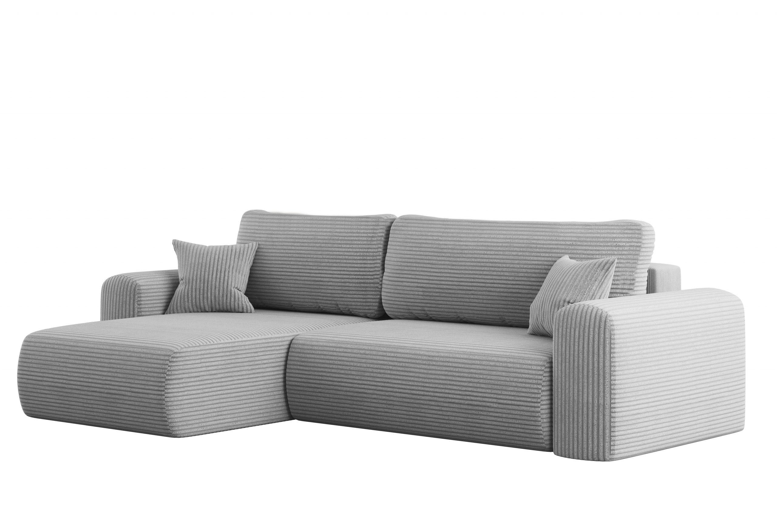 ECKSOFA Mit Schlaffunktion und Stauraum für Bettzeug Capri Stoff Poso Hellgrau Links - Hellgrau, Holz/Textil (145/272cm) - Kaiser Möbel