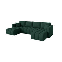 SEDACÍ SOUPRAVA DO U s funkcí spaní a úložným prostorem GARD-U 300x146x85 zelená velur - černá/zelená barva, kompozitní dřevo/textil (300/85/146cm) - ALTDECOR