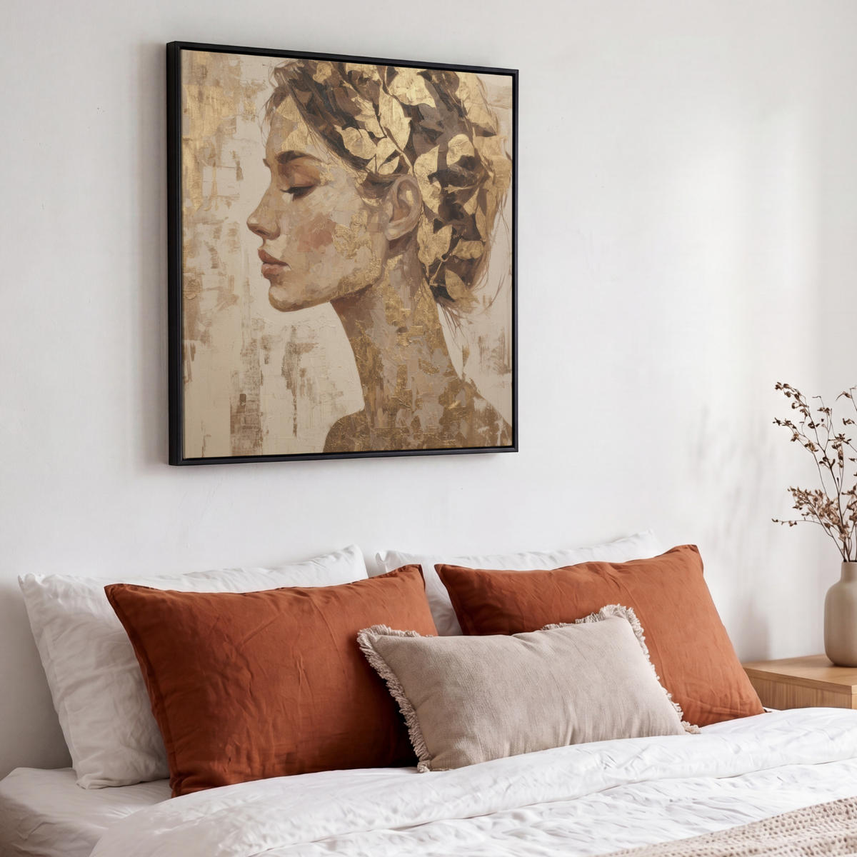 LEINWAND Bilder mit Rahmen - Frau - Gold - Abstrakt - Textur - 50x50 - Goldfarben, Textil (50/50cm) - MuchoWow