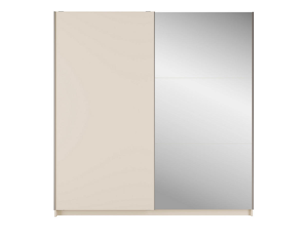 SCHWEBETÜRENSCHRANK BELDEN 200,6/207/55,3cm 2-türig mit Spiegel Sandbeige - Sandfarben, Holzwerkstoff (200.6/207/55.3cm) - MASSENO
