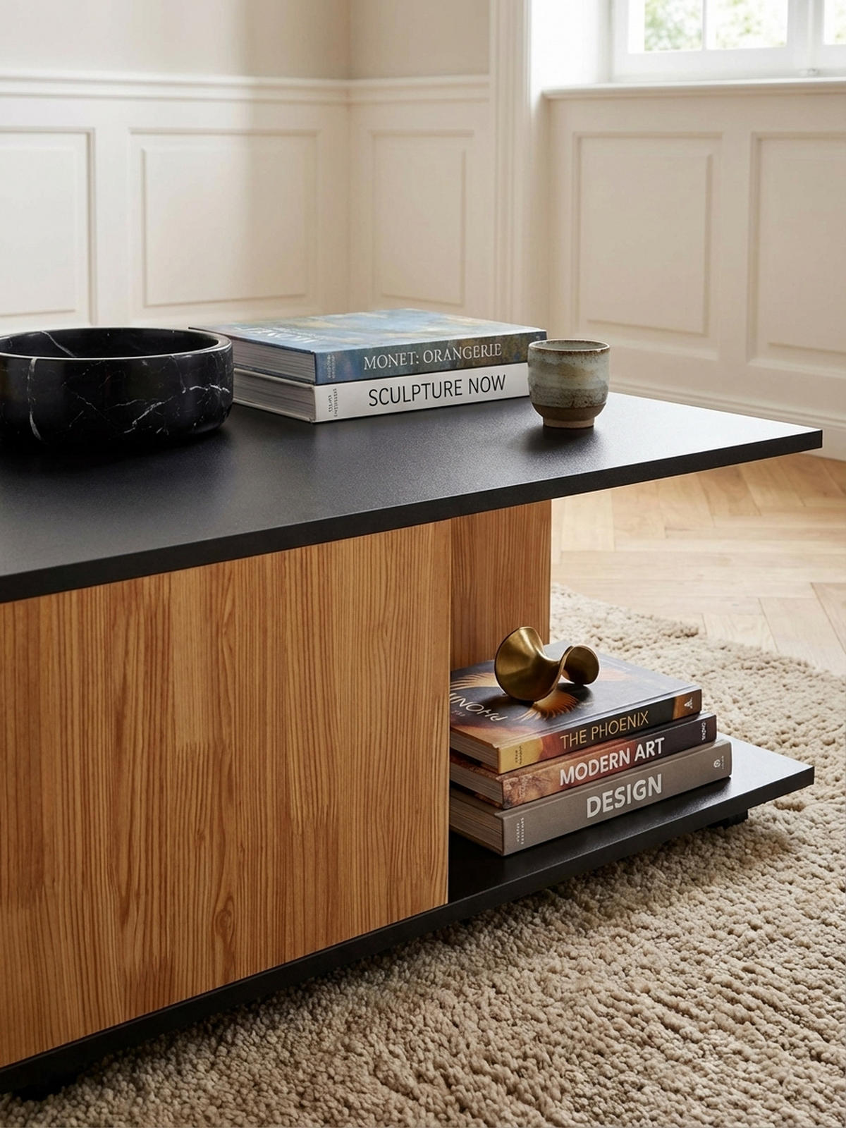 COUCHTISCH mit Rollen, Melaminharzbeschichtung und 2 Schubladen, Anthrazit 70x70x36 cm - Anthrazit/Schwarz, Holz (70/70/36cm) - KADIMA DESIGN
