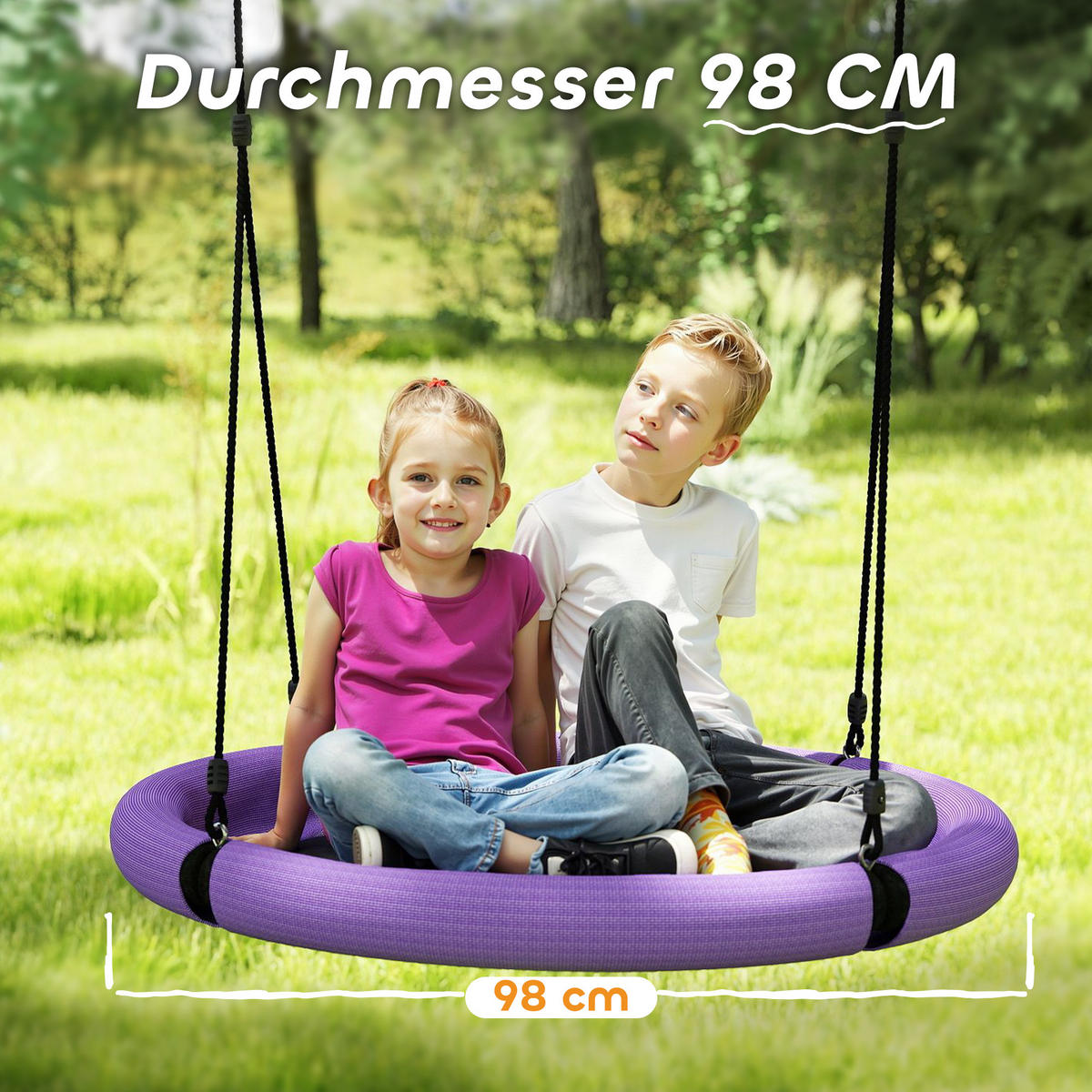 KINDERSCHAUKEL, Lila+Schwarz, Metall, Netzstoff - Lila, Metall (98/98cm) - AIYAPLAY