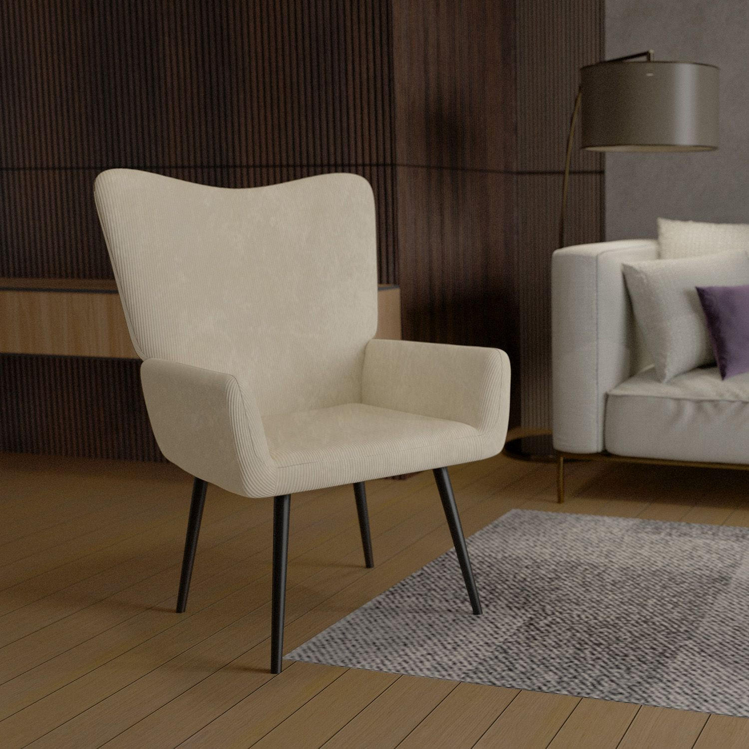 OHRENSESSEL Odense Cord Beige - Beige, Textil (68/95/73cm) - Juskys