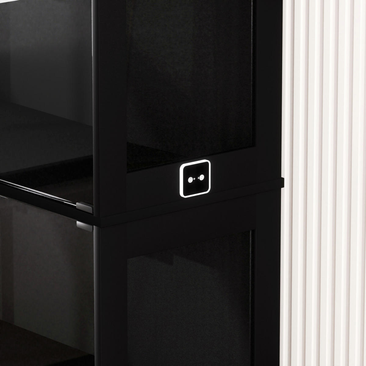 VITRINENSCHRANK,GLASVITRINE mit LED, USB Anschluss und Stauraum Schwarz - Schwarz, Glas (80/165/35cm) - PARAFTA HOME
