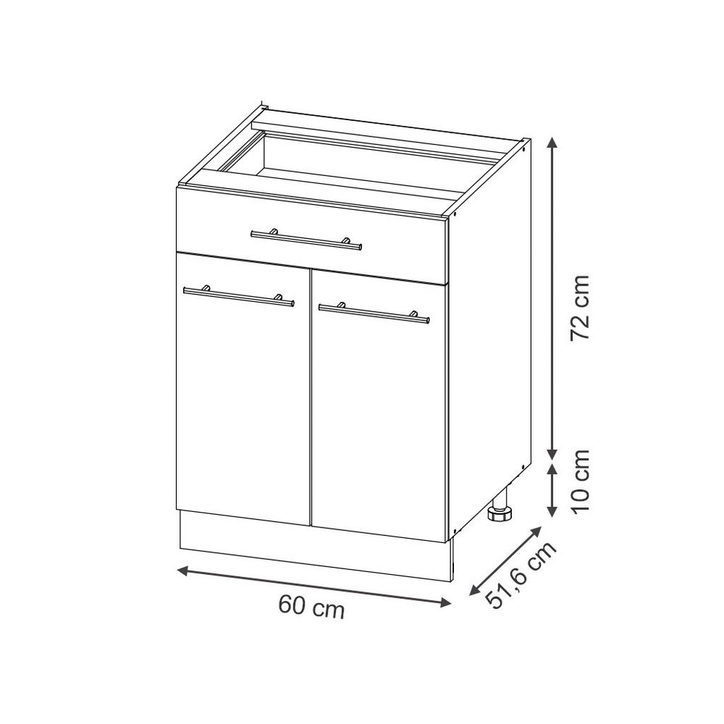 Thumbnail - Vicco Küchenunterschrank, Hellblau, Anthrazit, Holzwerkstoff, 3 Fächer, 1 Schubladen, Rechteckig, 60x82x60 cm, Küchen, K...