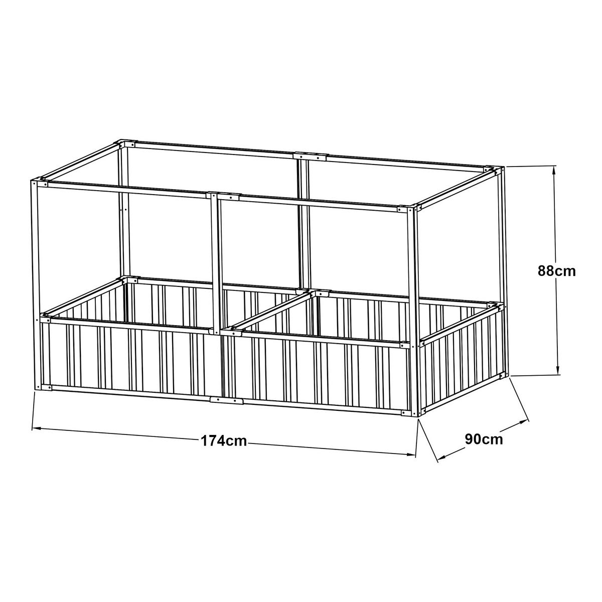 HOCHBEET Alblasserdam mit Netz - Anthrazit, Metall (174/88/90cm) - [en.casa]