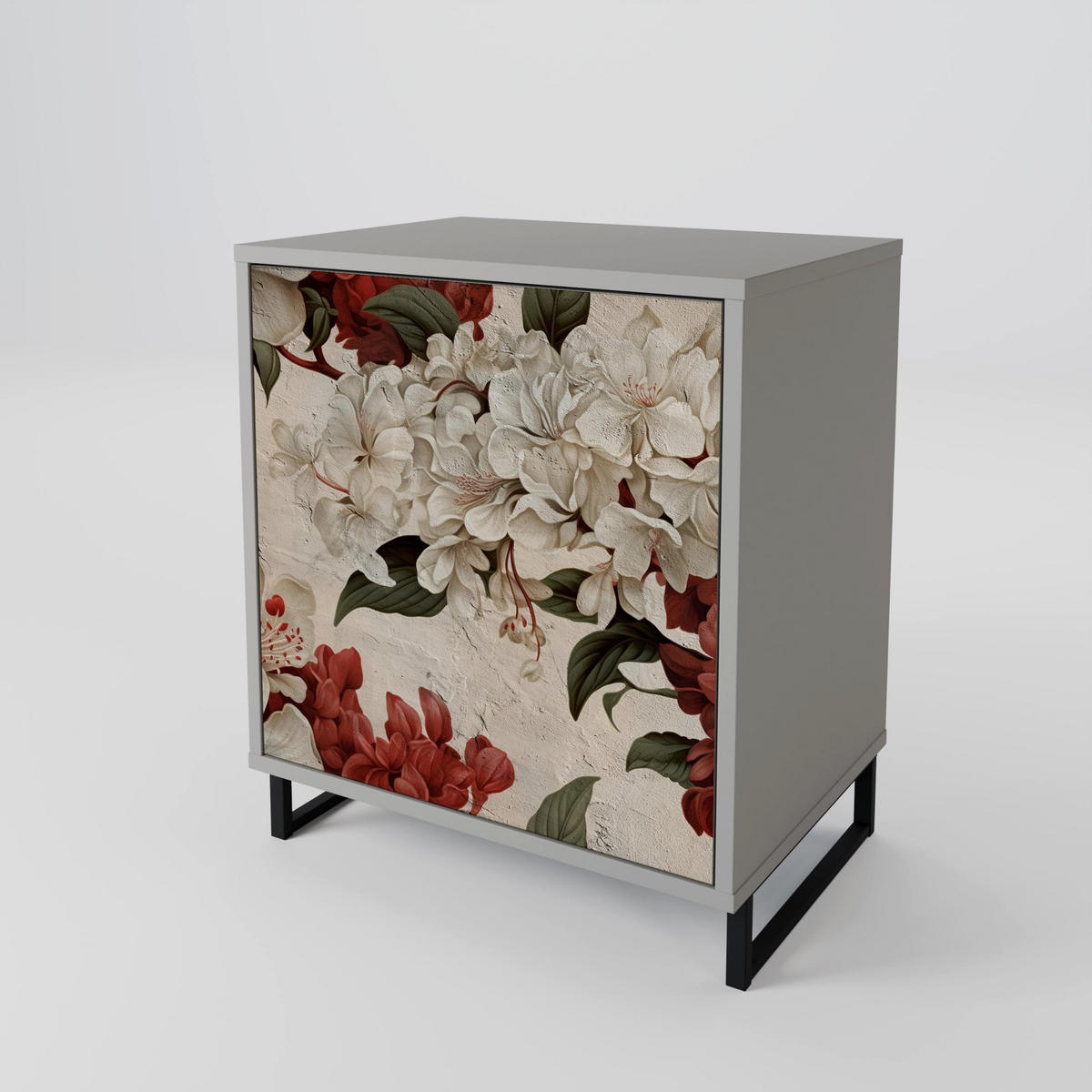 SIDEBOARD EPHEMERAL DAYS, Grau, 57,5x42x77,5 cm, Schräge Buchenholzfüße - Buchefarben/Multicolor, Holzwerkstoff/Buchenholz (57.5/77.5/42cm) - SpaceRebels