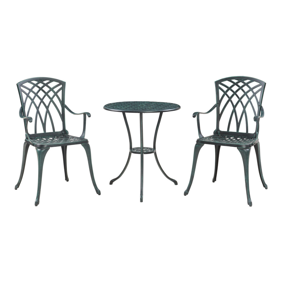 BISTRO-SET 3 TLG. Vena - Dunkelgrau/Grün, Metall - casa.pro