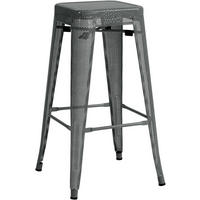 BARHOCKER Metall grau - Grau, Metall (43/77/43cm) - CLP