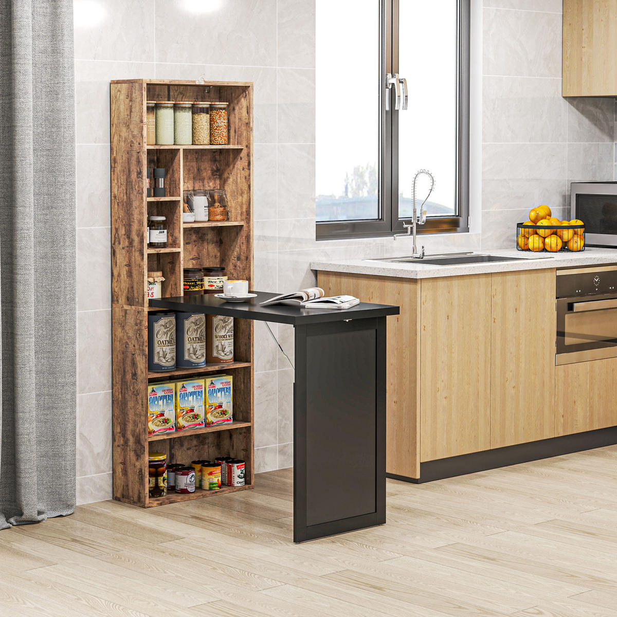 SCHREIBTISCH Braun klappbar mit Regal und Tafel 98/51/153 cm - Rotbraun, Holzwerkstoff (51/98/153cm) - PANGIVO