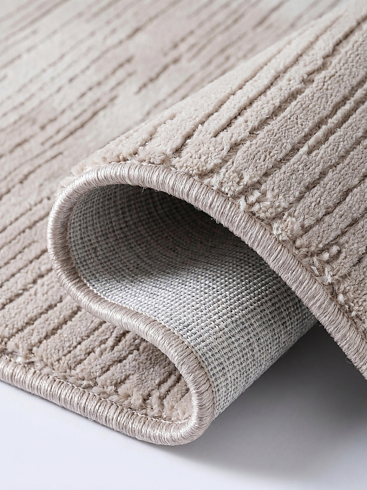 TEPPICHLÄUFER Streifen KASOS Polyester Beige 80 x 150 cm - Beige, Textil (80/150cm) - KADIMA DESIGN