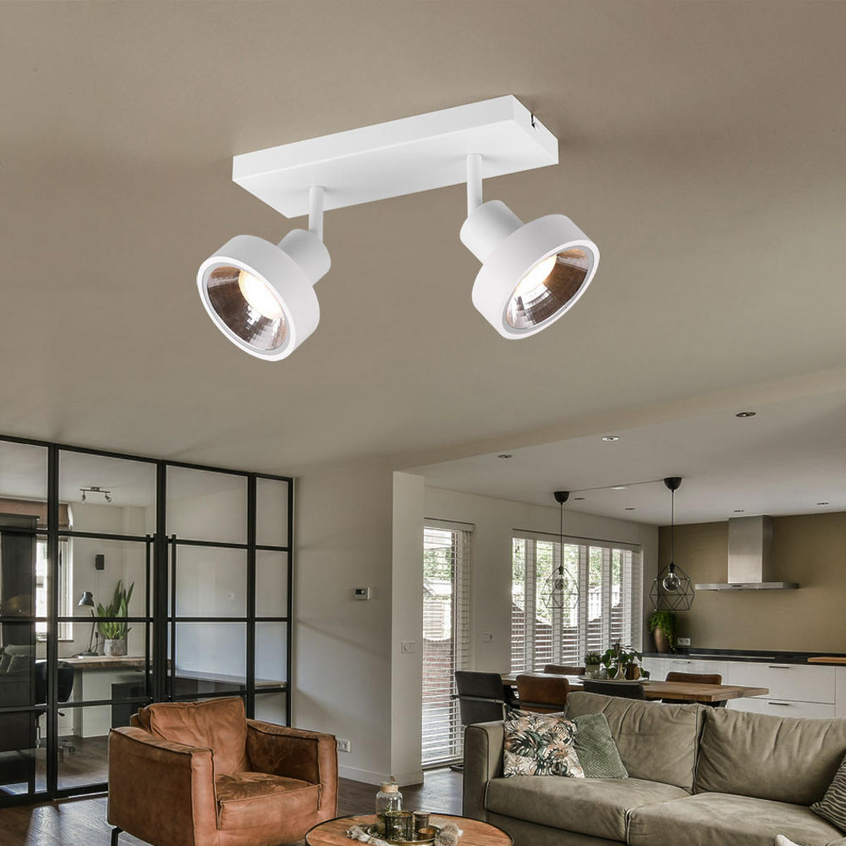 DECKENLEUCHTE Metall Weiß matt 2-flammig - Weiß, Metall (28/16/19cm)