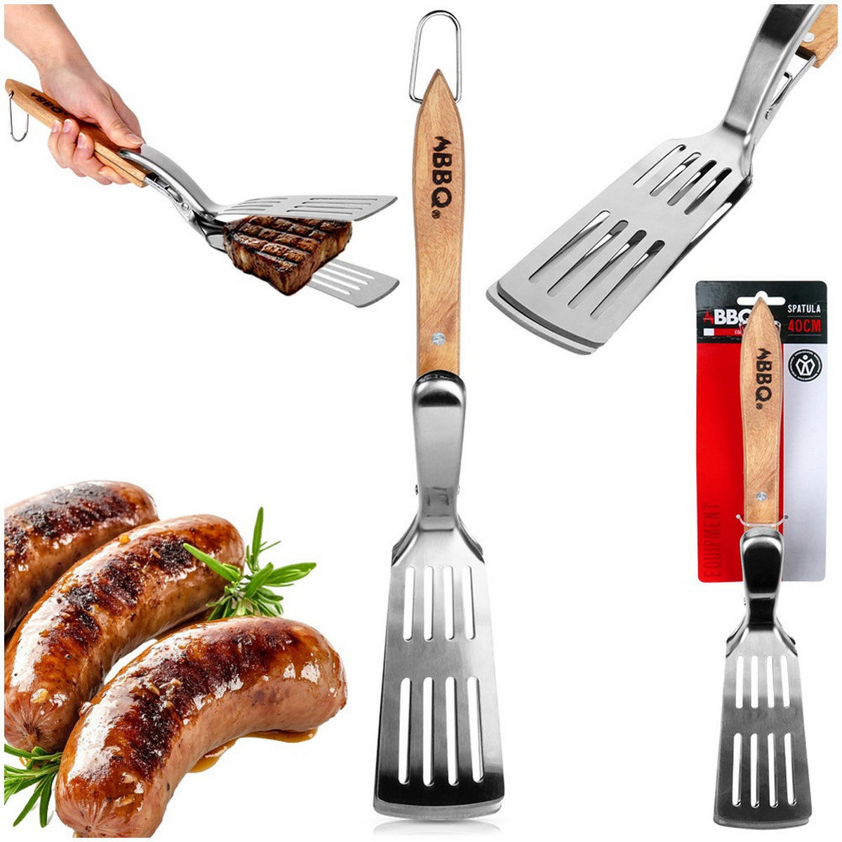 GRILLWENDER/ZANGE 2-in-1 Edelstahl 40 cm Silberfarben - Silberfarben, Metall (40cm) - BBQ Collection