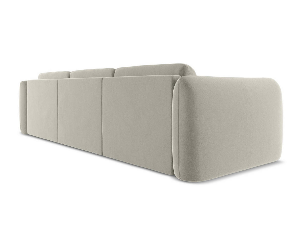 ECKSOFA Rechts Samt Stoff Creme - Perlmutt/Creme, Kunststoff/Textil (290/170cm) - Makamii