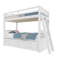 ETAGENBETT 90/200 cm aus Kiefern und MDF mit Ausziehbett und 3 Schubladen, Weiß - Weiß, Holzwerkstoff (90/200cm) - Redom