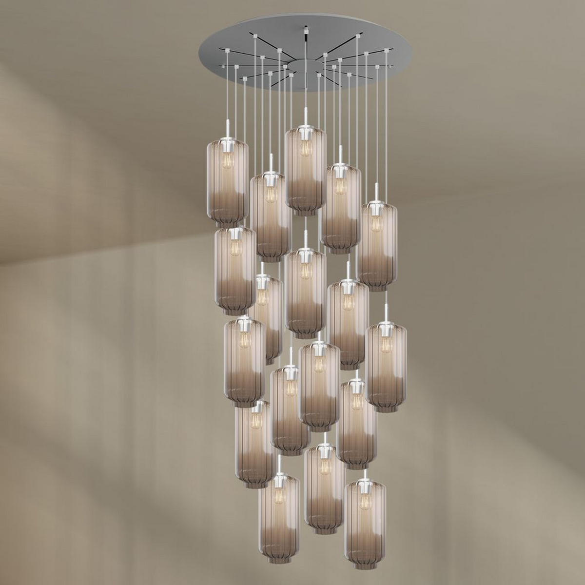 GALERIELEUCHTE Velo 20-flammig Klar Ø 18cm - Klar/Weiß, Glas (18/18/33cm) - s.luce